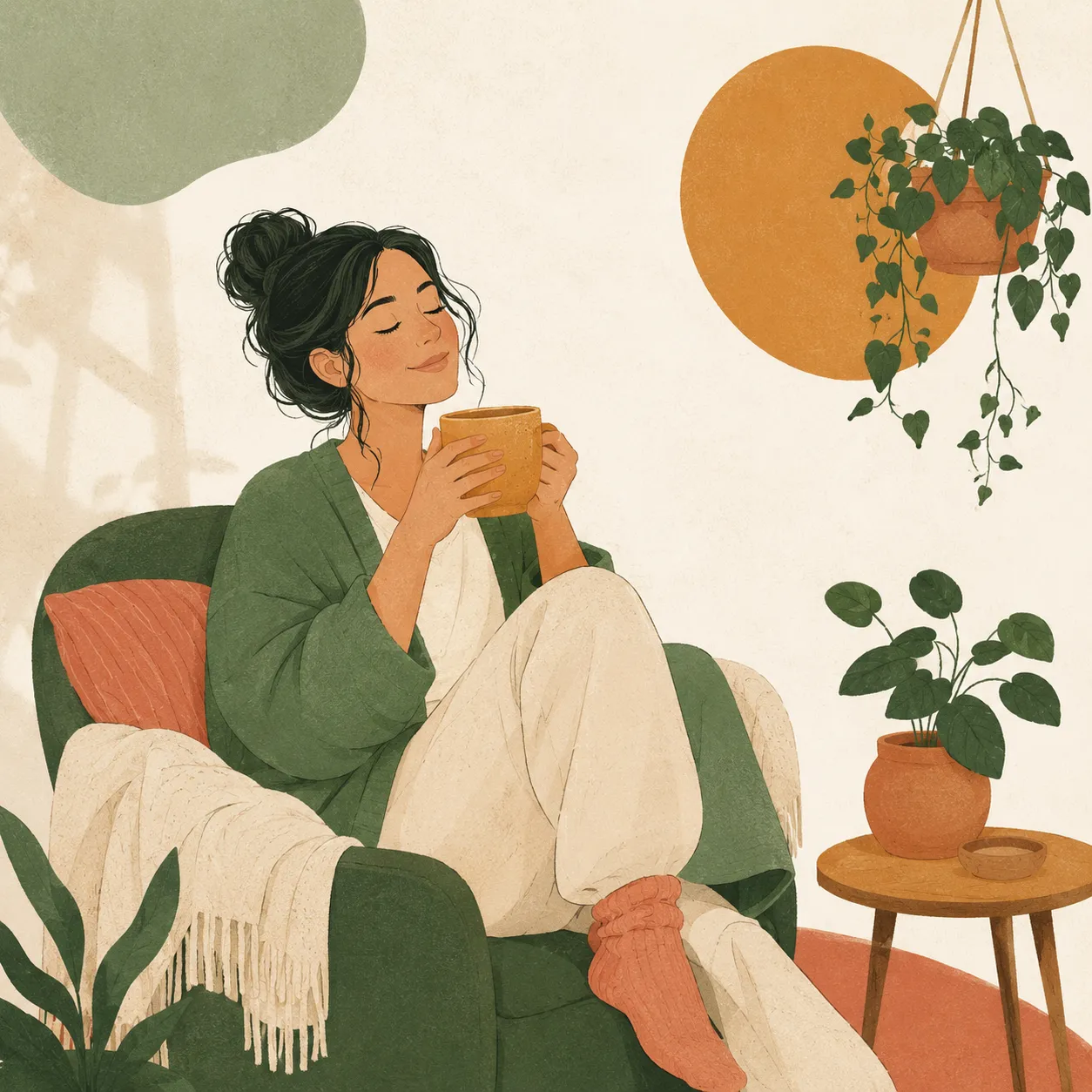 A caregiver taking a restorative break to protect their own health.